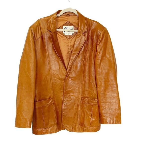 Berman’s Other - Bergman’s The Leather Experts Vintage Tan Leather Coat Sz 42